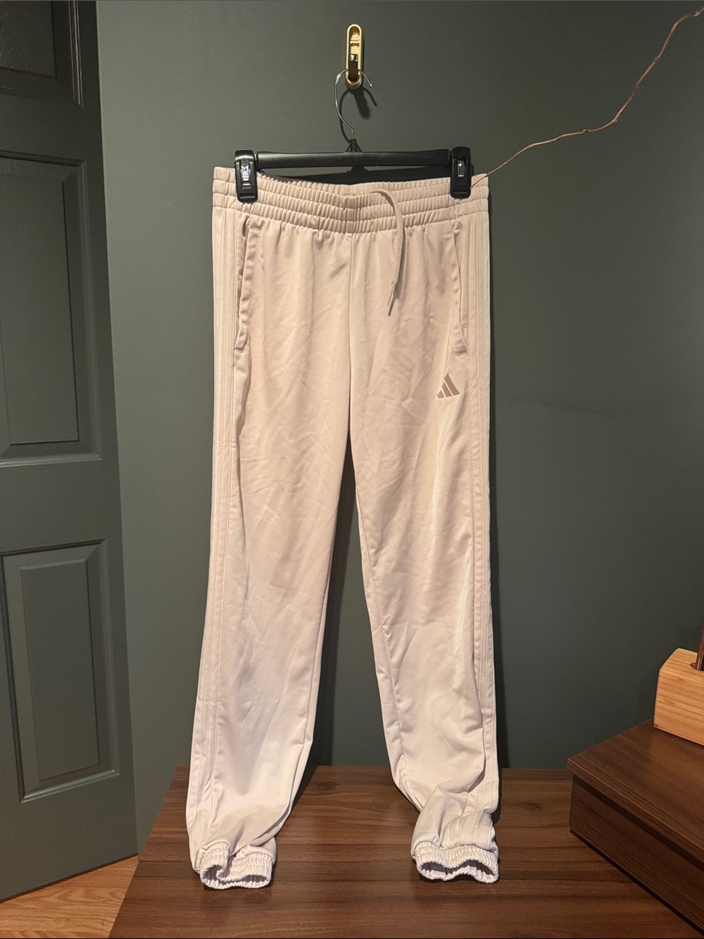 adidas NWOT Cream Drawstring Track Pants with Logo